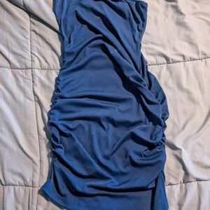 Elegant Blue Ruched Dress